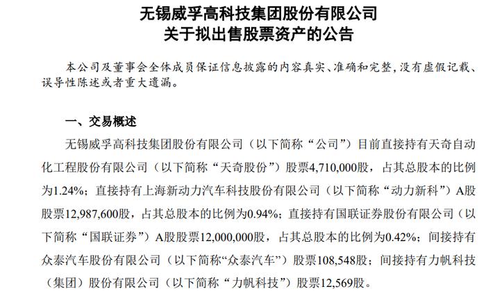 被诈骗27亿之后，威孚高科清仓5家上市公司够补窟窿吗？