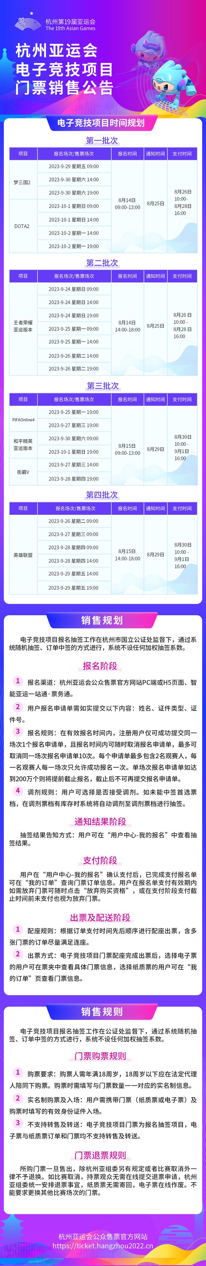 实名登记，不可转售！杭州亚运会电子竞技门票销售8月14日启动