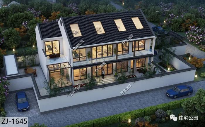 特价图纸丨屋顶天窗+阳光房，19×11米新中式小院