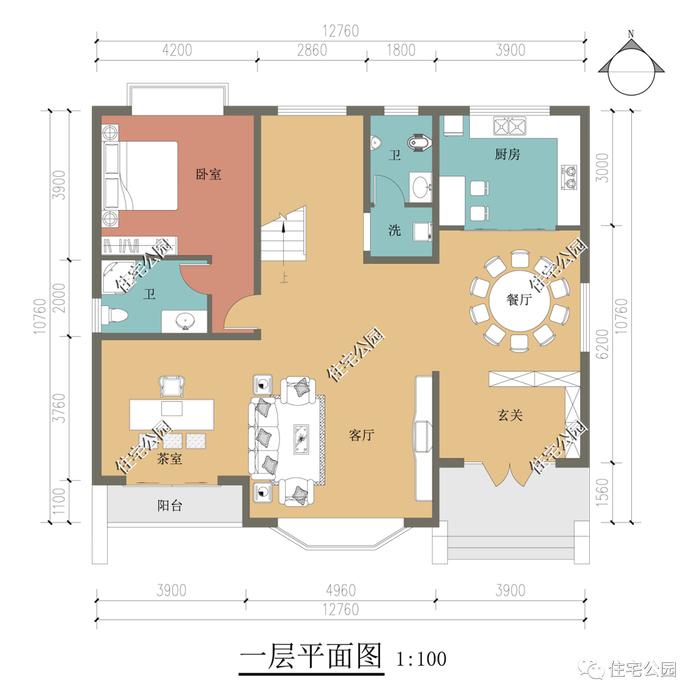 特价图纸丨弧形落地窗+舒适套间，12×10米高品质三层别墅