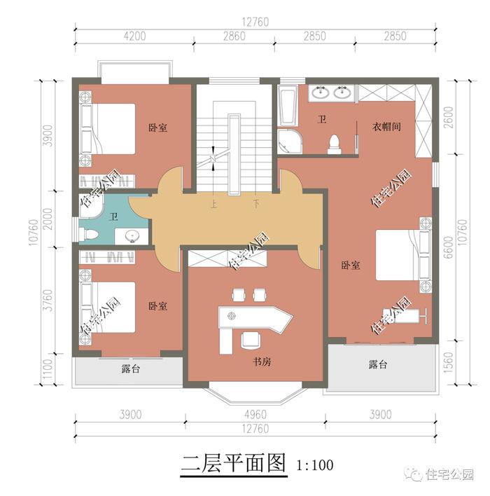 特价图纸丨弧形落地窗+舒适套间，12×10米高品质三层别墅