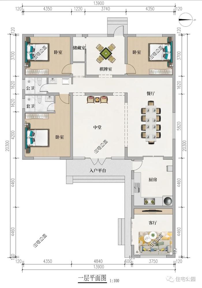 精选图库丨10套带堂屋的农村别墅户型图，外观精美，布局实用