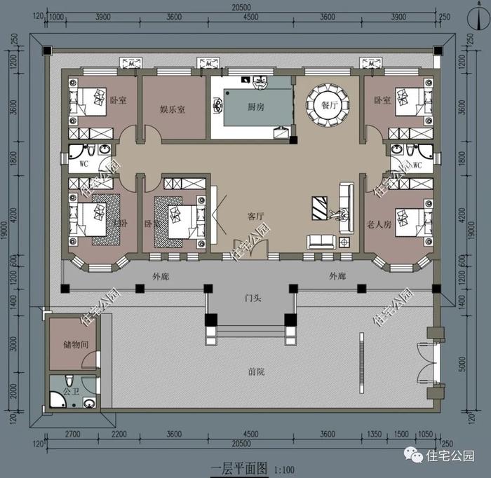 10套一层农村别墅户型，适合父母养老居住（1179~1291）