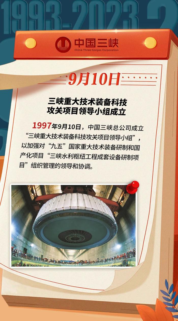 三峡 · 历史上的今天丨（9月4日-9月10日）三峡重大技术装备科技攻关项目领导小组成立