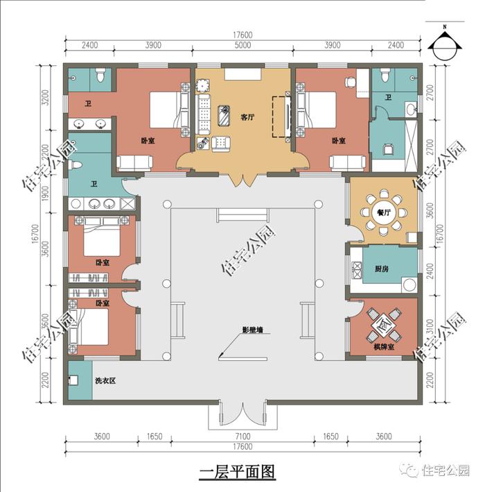 10套一层农村自建房户型图，好看不贵还实用（1392~1486）