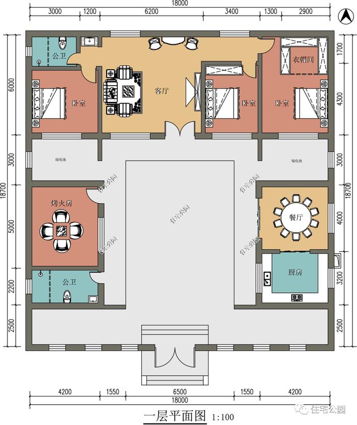 10套一层农村自建房户型图，好看不贵还实用（1392~1486）