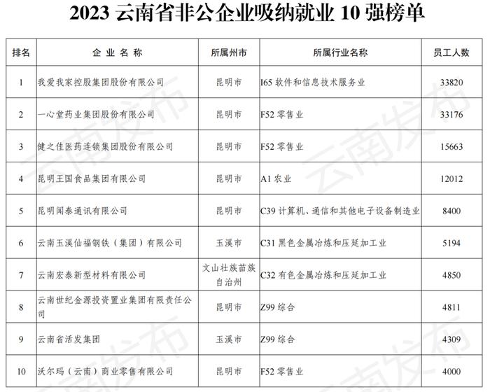 2023云南省非公企业100强发布！位居榜首的是……