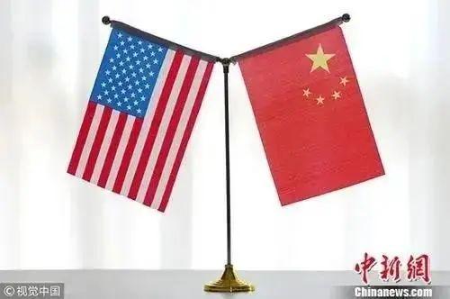 資料圖:中美國旗。圖片來源:視覺中國