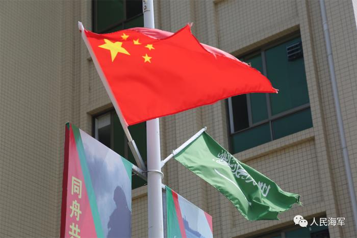 中沙两国国旗 图源:人民海军