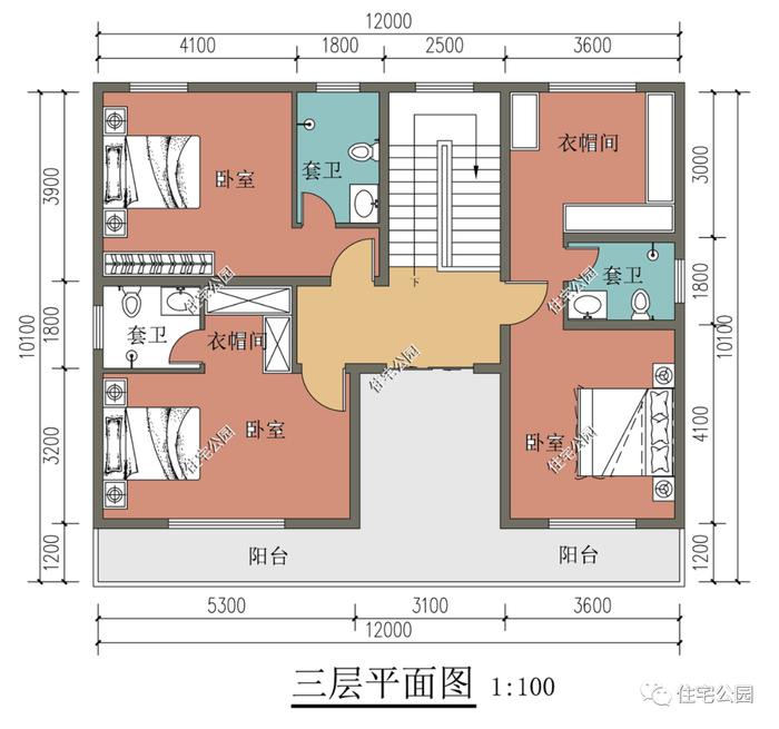 10套精选三、四层农村别墅户型，100分的好设计，回家建房就建这样的（1365~1408）