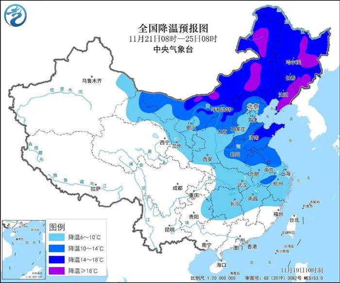 21日至24日寒潮天气将影响我国，北方地区降温幅度更大