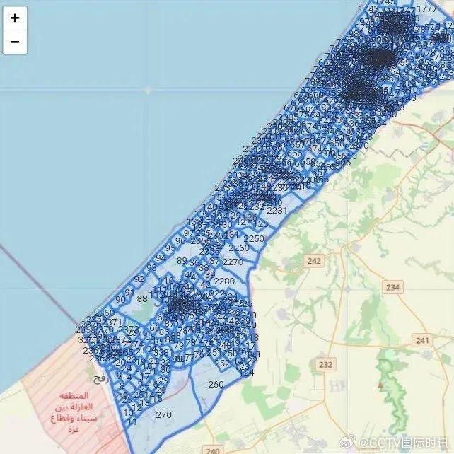 以军公布加沙地图，密密麻麻全是数字