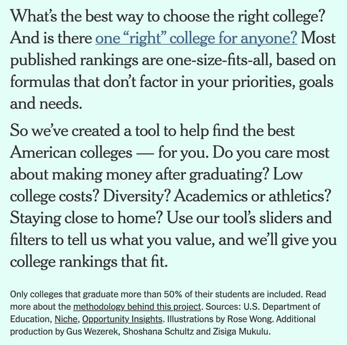 搞事？纽约时报搞了个DIY大学排名，这是要跟U.S.News干上了？
