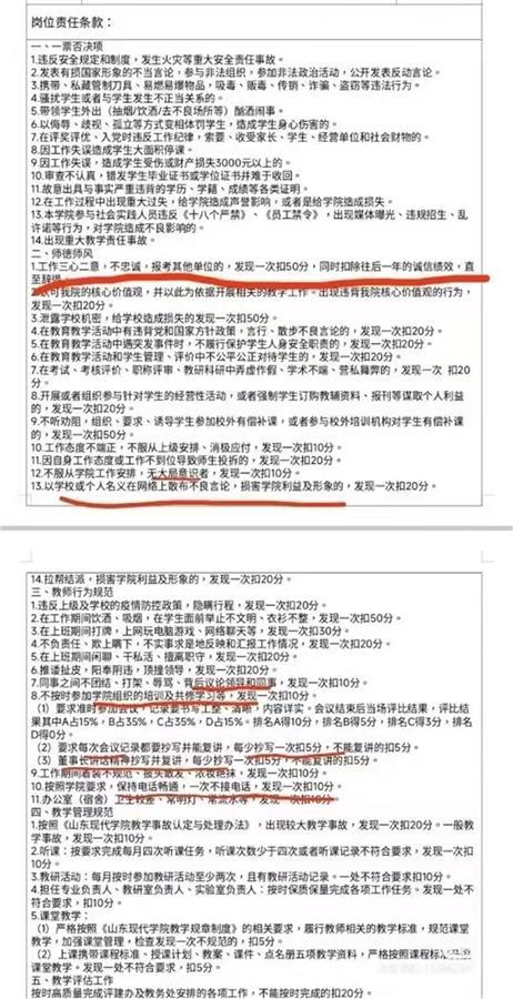 山东一高校考评教师“忠诚度”，还要求抄写董事长讲话精神