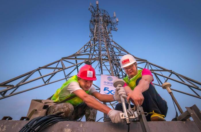 ▲移动5G网络建设现场