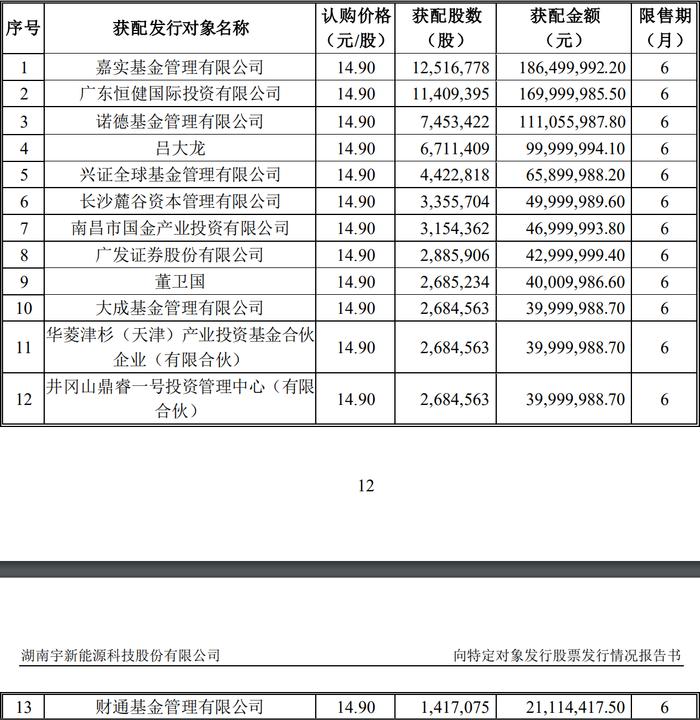 宇新股份：完成定增募资9.55亿元，嘉实基金、华菱津杉等13家获配