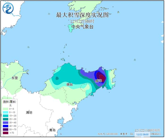 威海的雪有多大？积雪深达74厘米！再破纪录