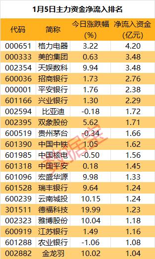 主力资金 | 13股主力资金净流出超2亿元