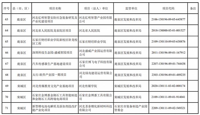 2024年重点建设项目名单，石家庄最新发布