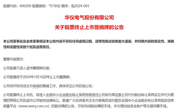 下周二摘牌，2024年第一只退市股敲定！股价仅0.37元，多年财务数据造假！海外机构关注三大行业，这些公司获扎堆调研