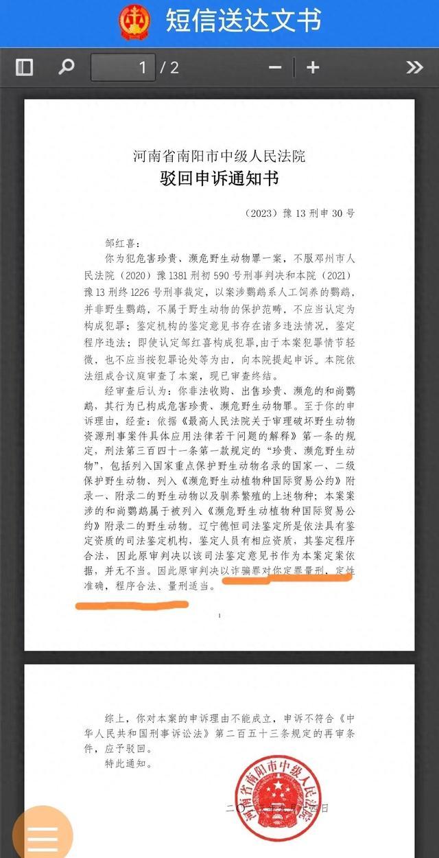 男子买卖一只和尚鹦鹉获刑三个月，申诉后河南高院已组织听证