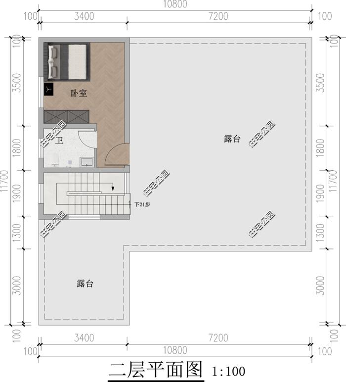 造价20万起，10×11米一层半现代平屋顶别墅，4室2厅带独立厨房