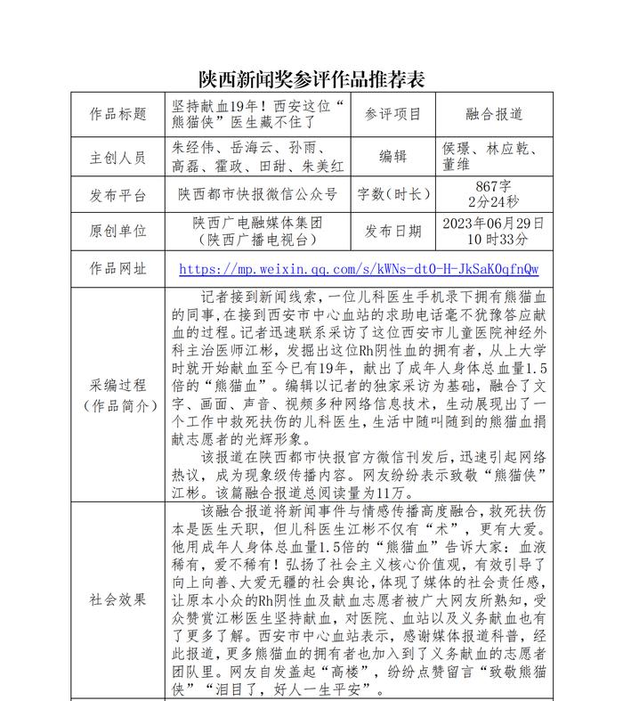 陕西广电融媒体集团（陕西广播电视台）报送2023年度陕西新闻奖新媒体专项初评作品公示