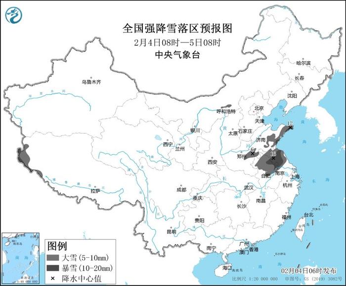 暴雪橙色预警继续 安徽东部、山东半岛等地部分地区有暴雪