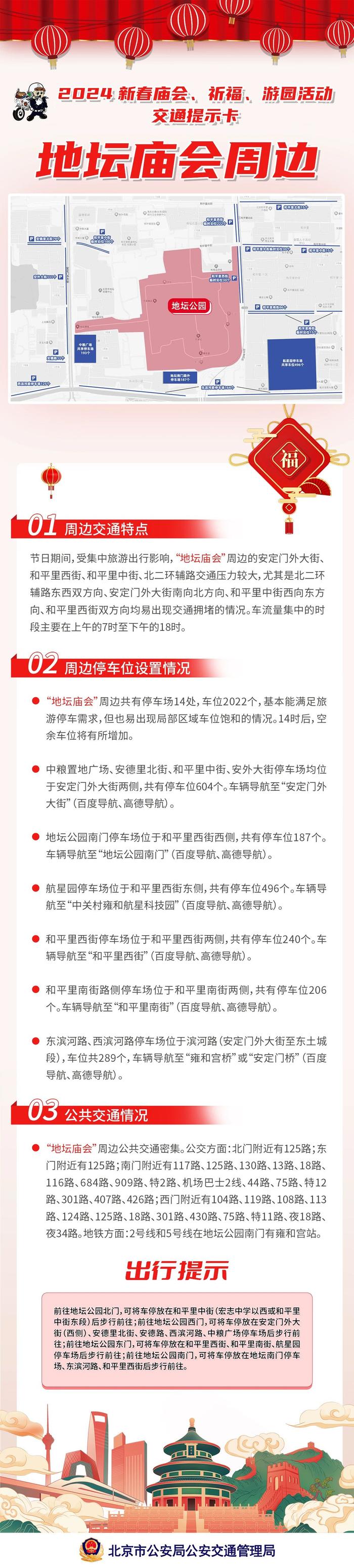 2024年北京新春庙会、祈福、游园活动交通提示卡来啦！