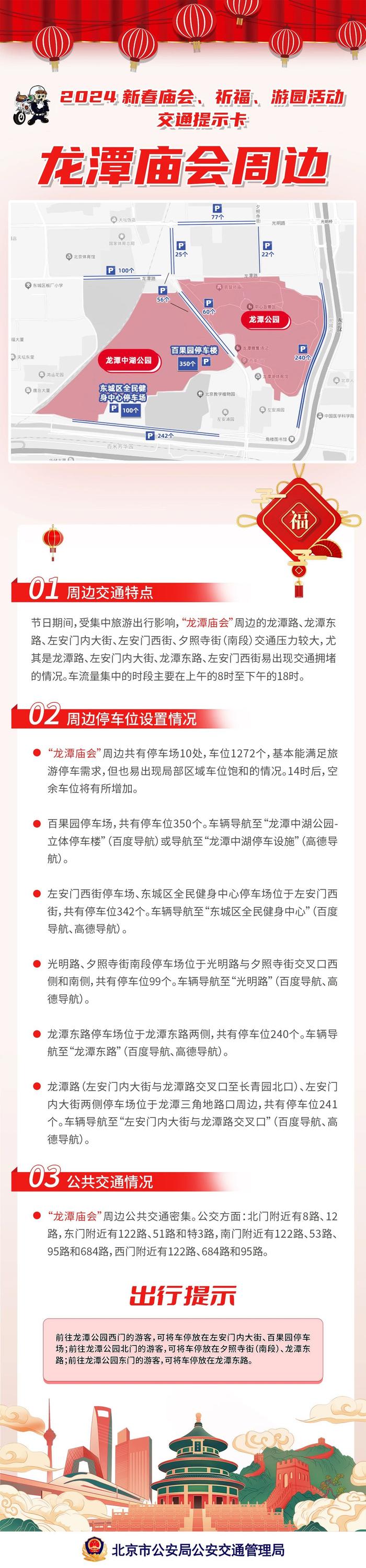 2024年北京新春庙会、祈福、游园活动交通提示卡来啦！