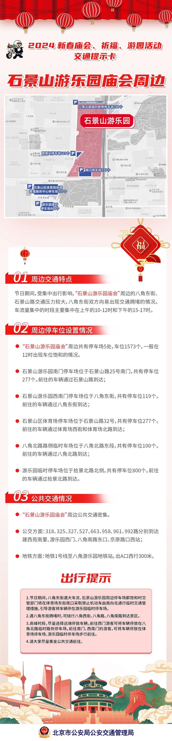 2024年北京新春庙会、祈福、游园活动交通提示卡来啦！