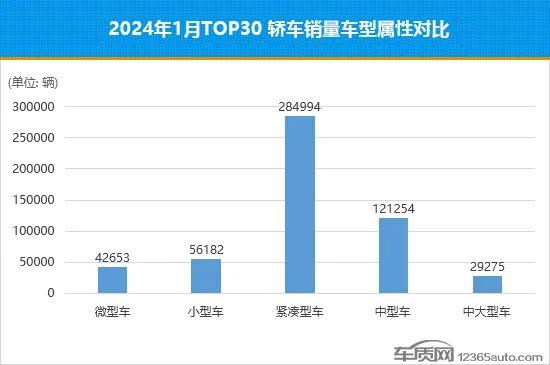 2024年1月TOP30轿车销量投诉量对应点评