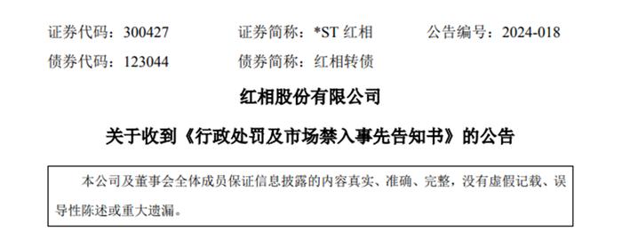 厦企*ST红相收到证监会处罚事先告知书 未触及重大违法强制退市丨观澜财经