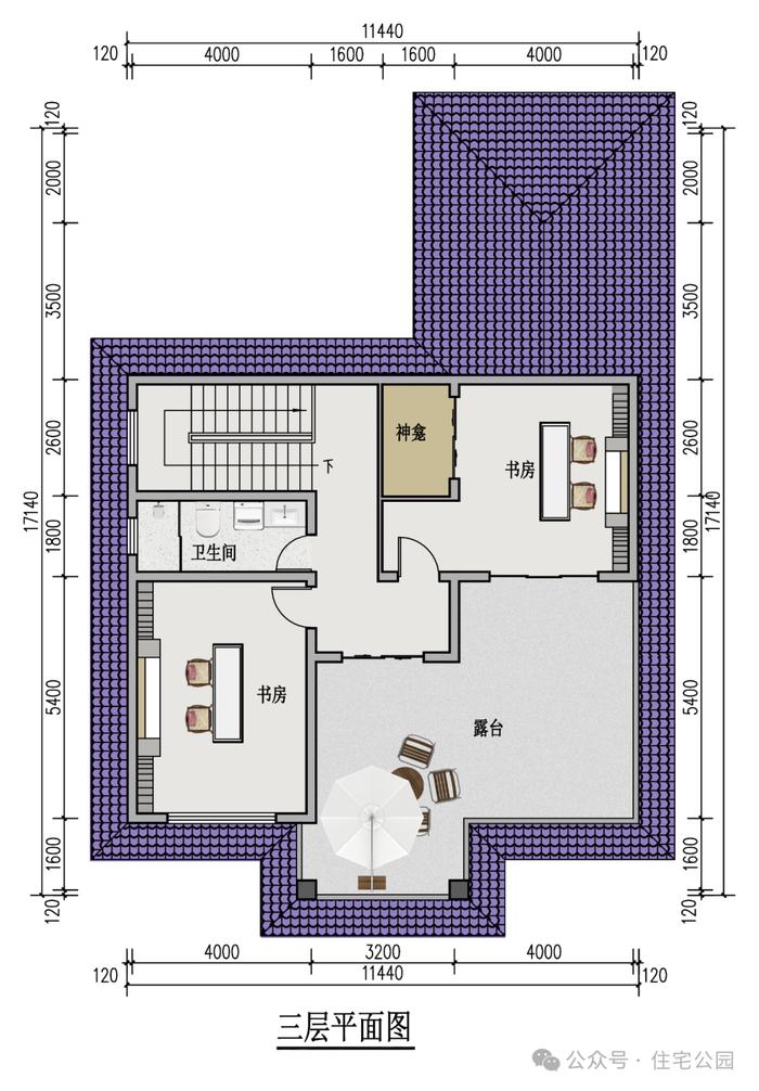11×17米新中式三层农村别墅，客厅大卧室多，屋顶露台更舒适