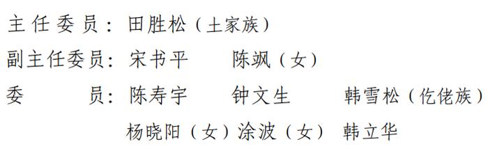 贵阳市第十五届人民代表大会常务委员会代表资格审查委员会组成人员名单