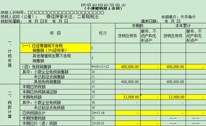 1%，小规模最新最全申报表填写方式