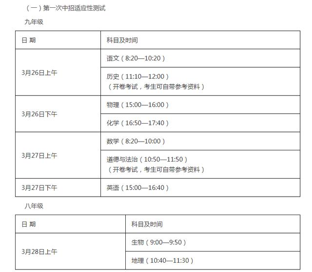 郑州：中招“一模”考试安排出炉