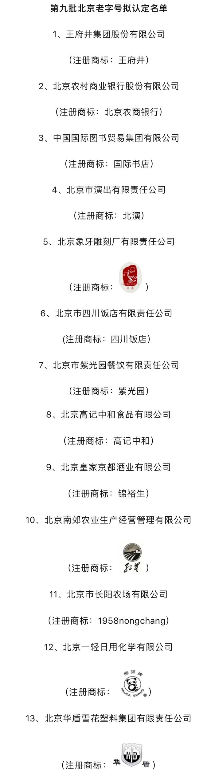 紫光园、四川饭店等13个企业拟被认定为第九批北京老字号