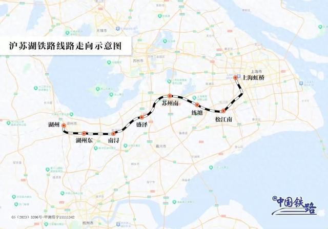 沪苏湖铁路线路走向示意图。来源:中国铁路