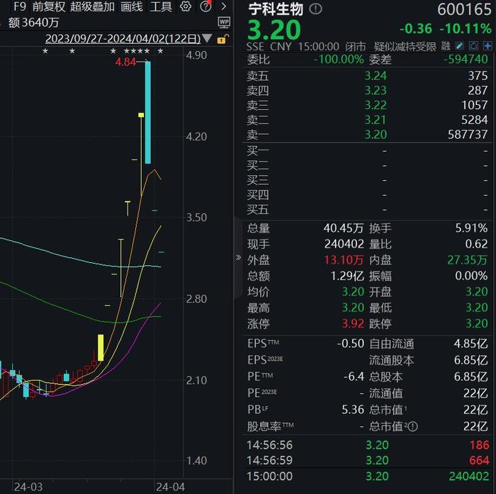 重要控股子公司停产，宁科生物惨遭“ST”，董事长等被出具警示函