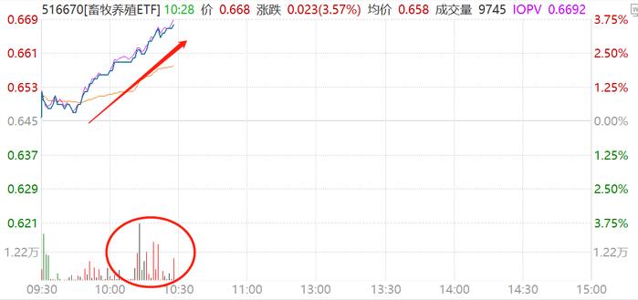 “鸡飞猪舞”行情再现，立华股份涨超12%，湘佳股份涨停，低费率畜牧养殖ETF(516670)飚涨3.57%