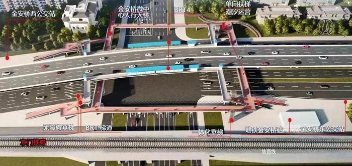 金安桥微中心人行天桥工程最新进展