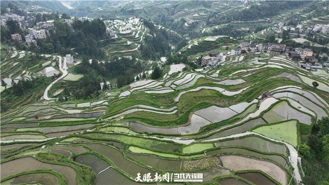 贵州黎平：梯田灌水季 水影天光美如画