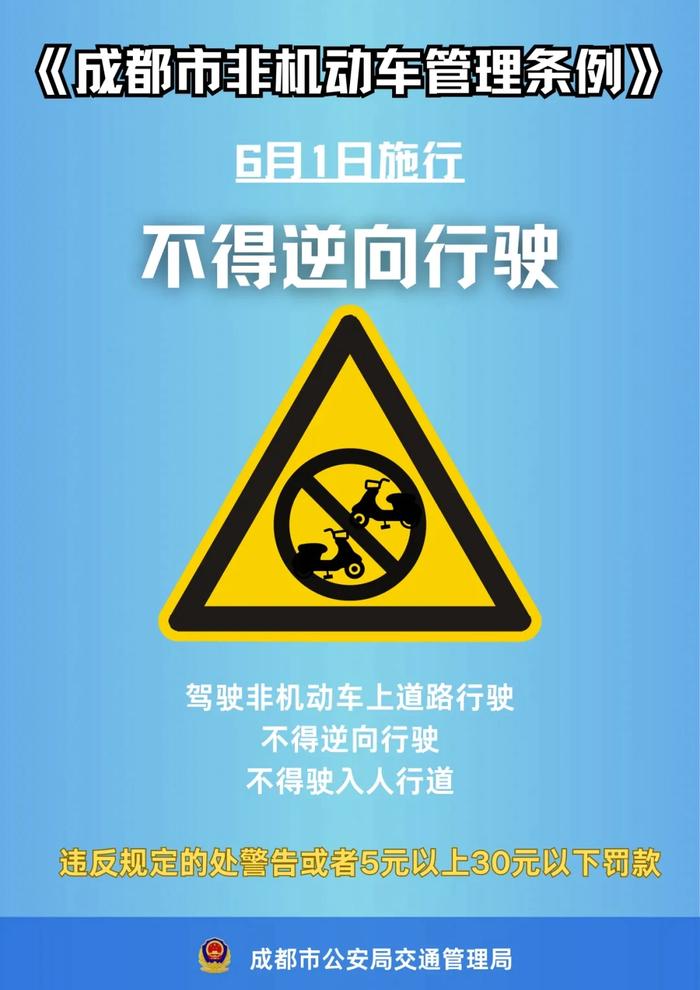 《成都市非机动车管理条例》将施行：骑车耍手机、逆行要罚款