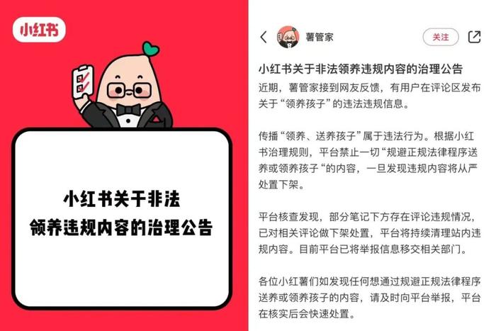 小红书被曝存在"领养送养"孩子，多方回应