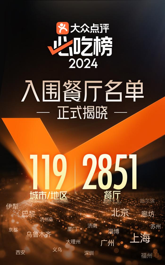 大众点评2024年“必吃榜”入围名单揭晓，长沙47家商户入围