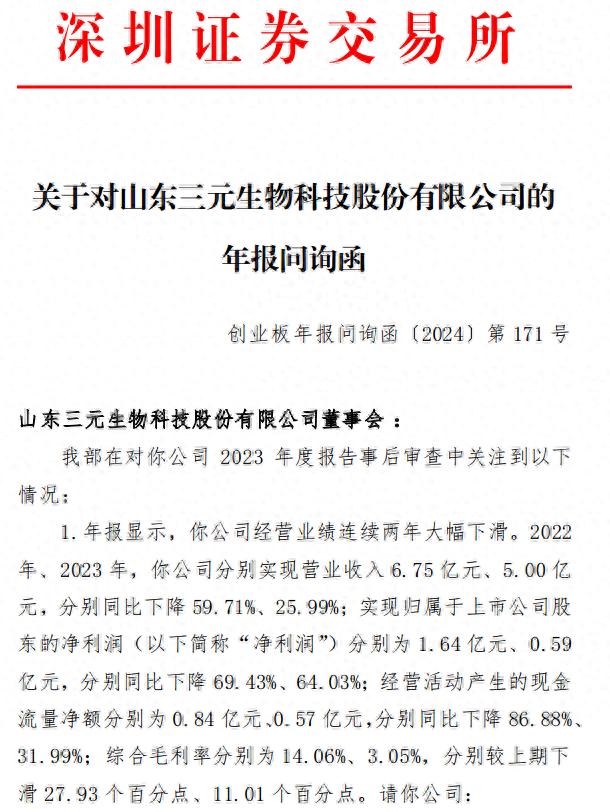 三元生物被深交所问询 要求说明是否存在产能过剩