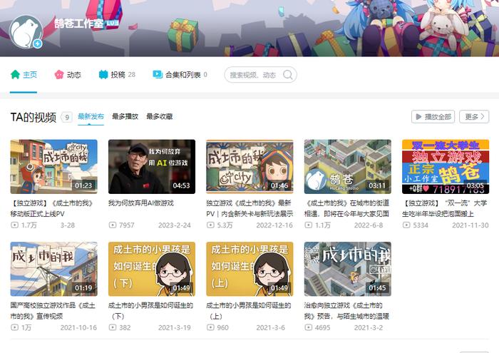工作室账号发布的视频,播放量算不上理想