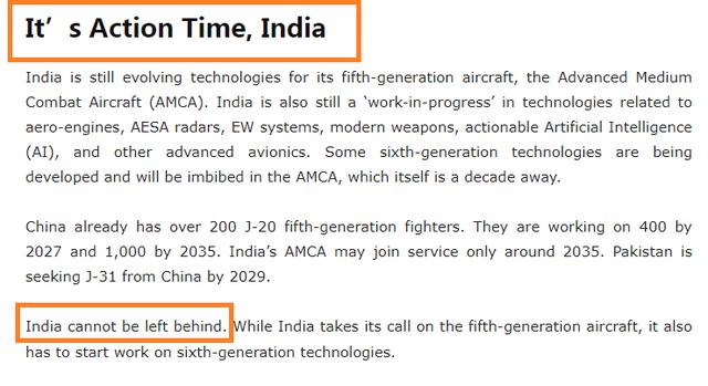 枢密院十号：印度第五代战机还没问世，印度退役空军中将呼吁“是时候开始研制第六代战机了”