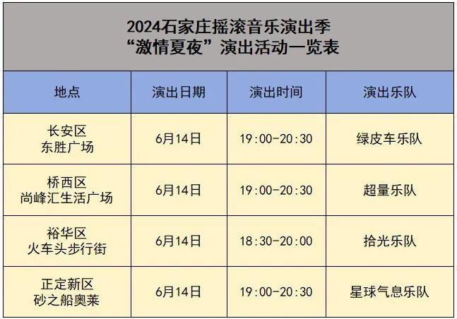 本周摇滚音乐演出季安排来了